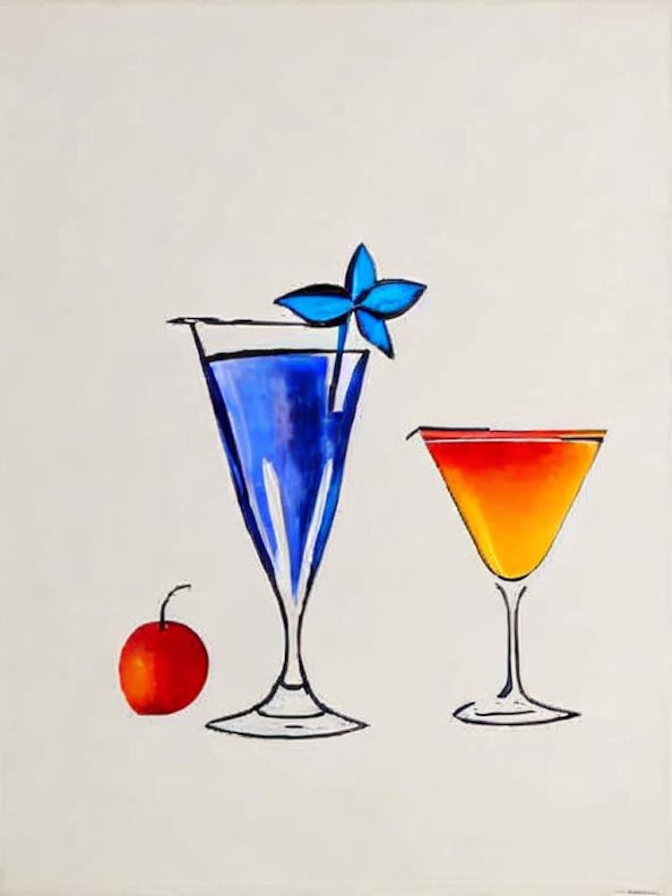 Frozen Margarita Picasso Line Drawing Cocktail Poster