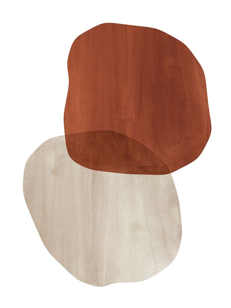 Abstract watercolor stones, terracotta tone