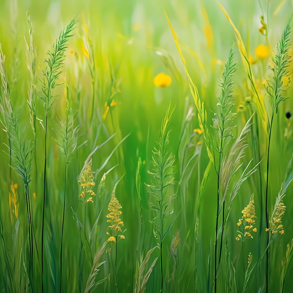 Green Grass With Yellow Flowers