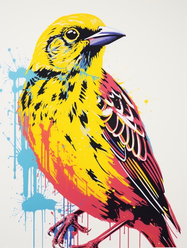 Andy Warhol Style Bird Yellowhammer 3