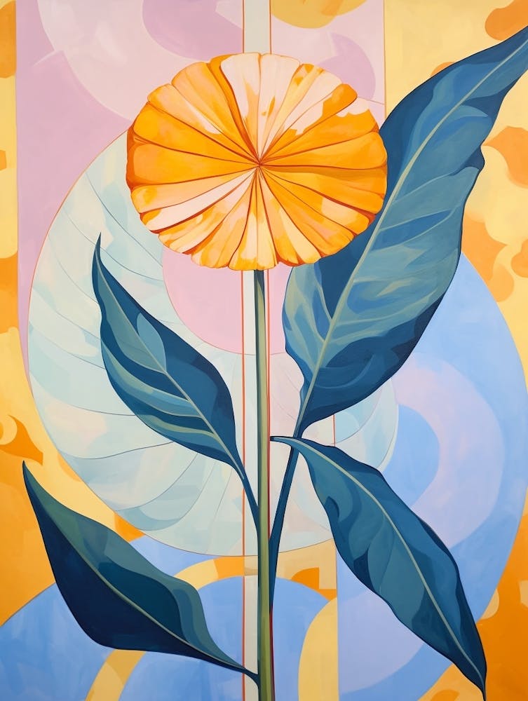 Calendula 3 Hilma Af Klint Inspired Pastel Flower Painting