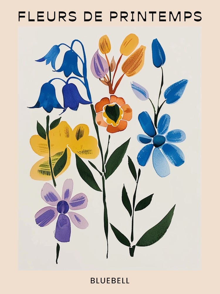 Spring Floral French Poster  Bluebell 2