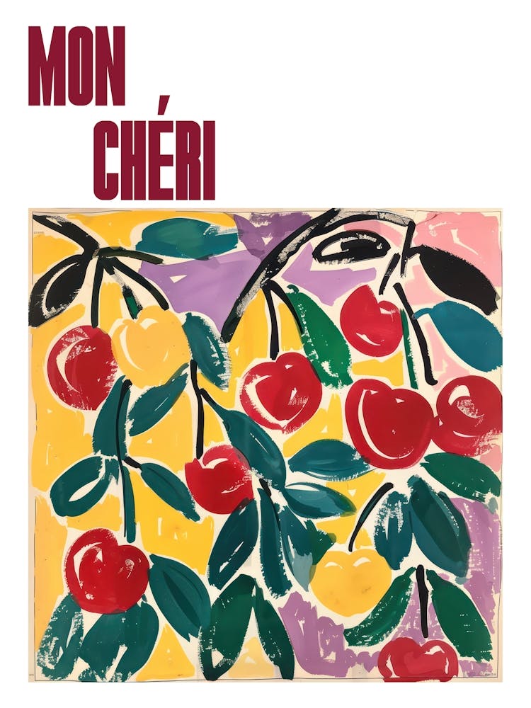 Mon Cheri Poster Summer Cherries Painting Matisse Style 4