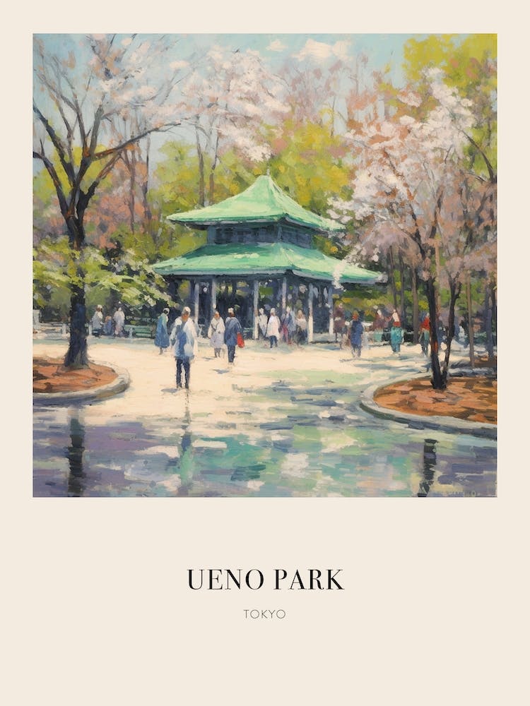 Ueno Park Tokyo 4 Vintage Cezanne Inspired Poster
