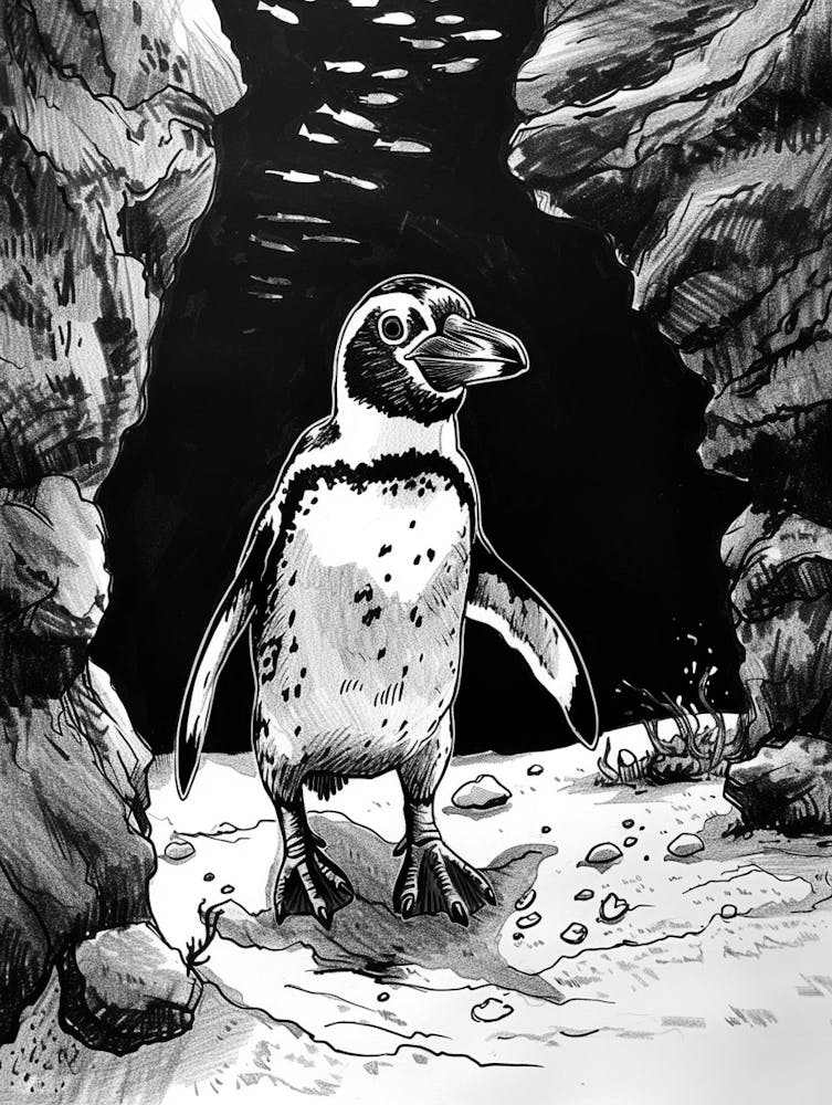 Afrikanischer Pinguin erkundet Unterwasserhöhlen 3