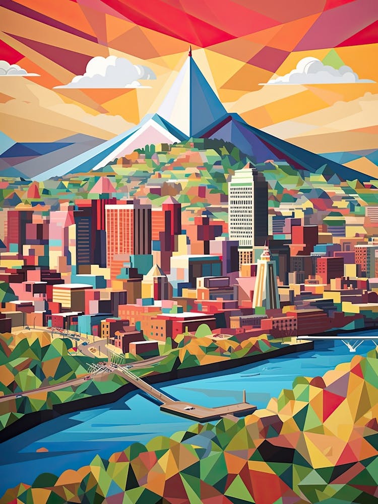 Montreal, Canada, Geometric Illustration 1