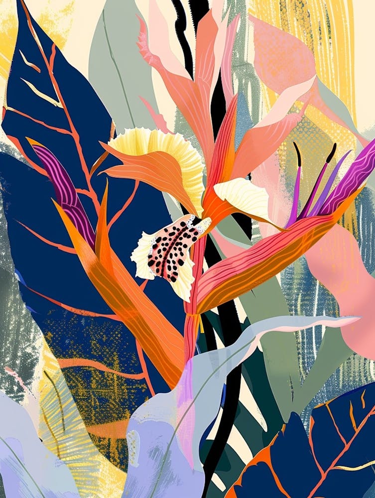 Colourful Flower Illustration Heliconia 3