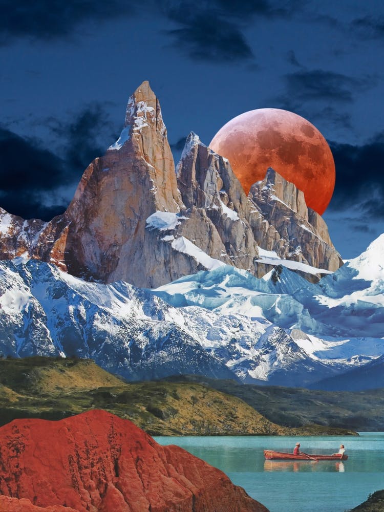 The Beauty Of Silent Water Red & Blue