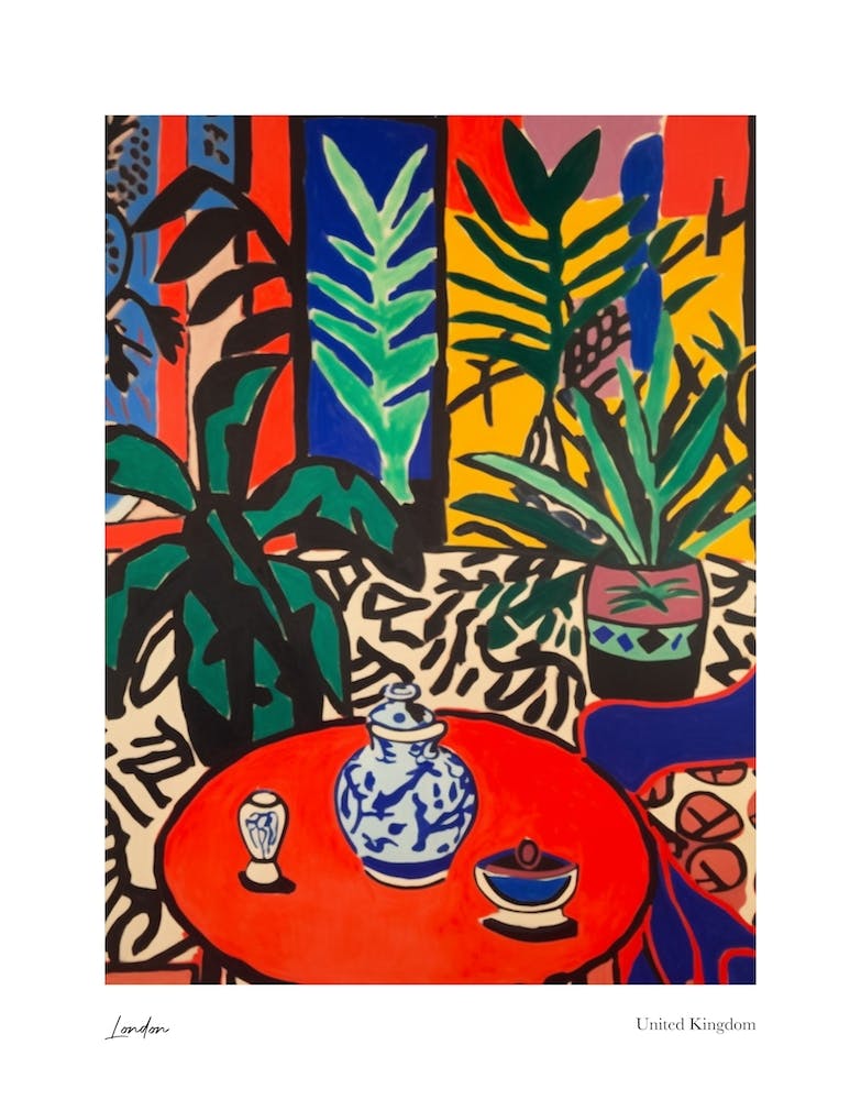 London United Kingdom Matisse Style 1 Watercolour Travel Poster