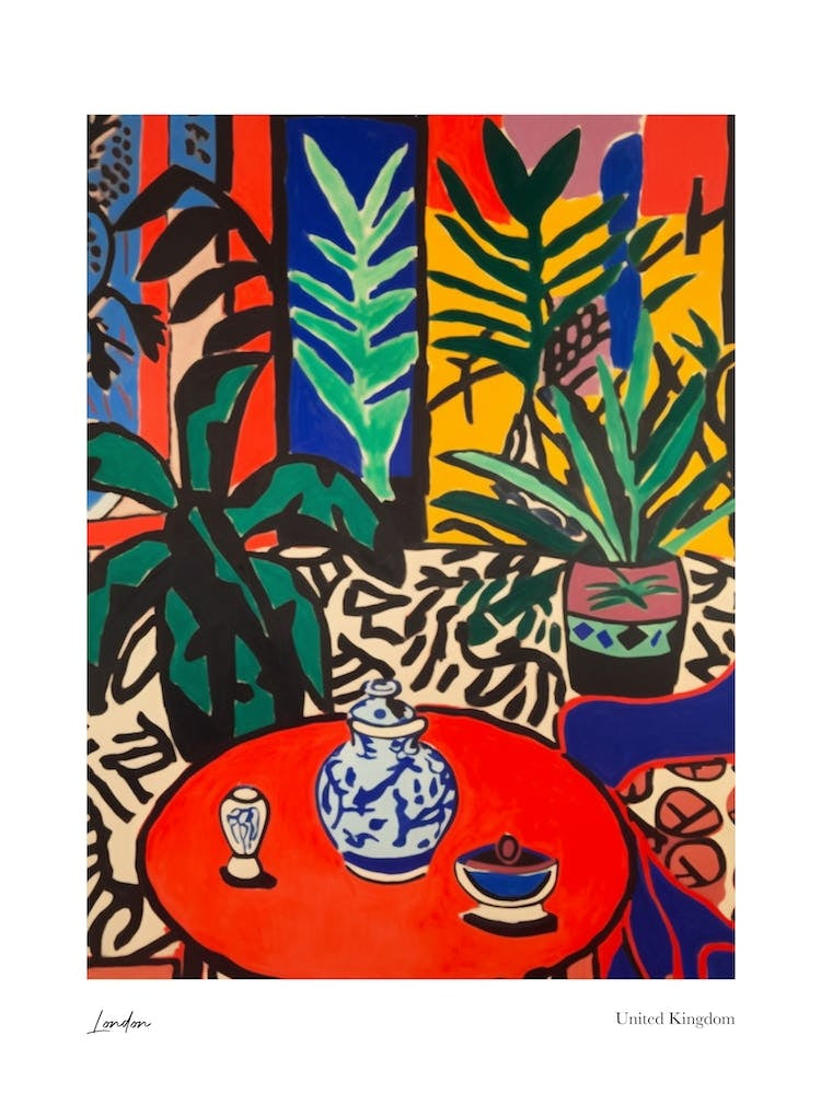 London United Kingdom Matisse Style 1 Watercolour Travel Poster