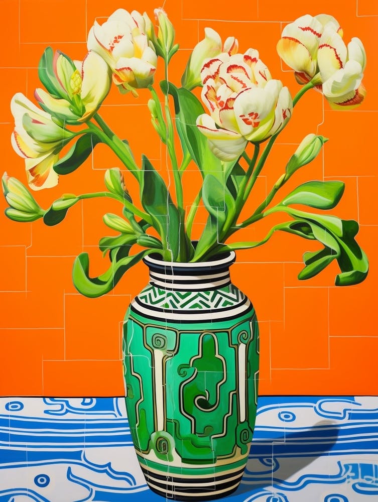 Flowers In A Vase Still Life Painting Freesia 1