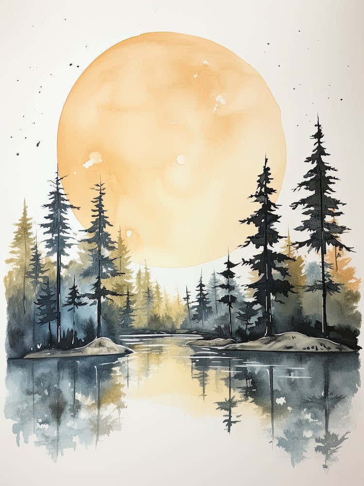 Watercolour Of Sipoonkorpi National Park   Finland 2