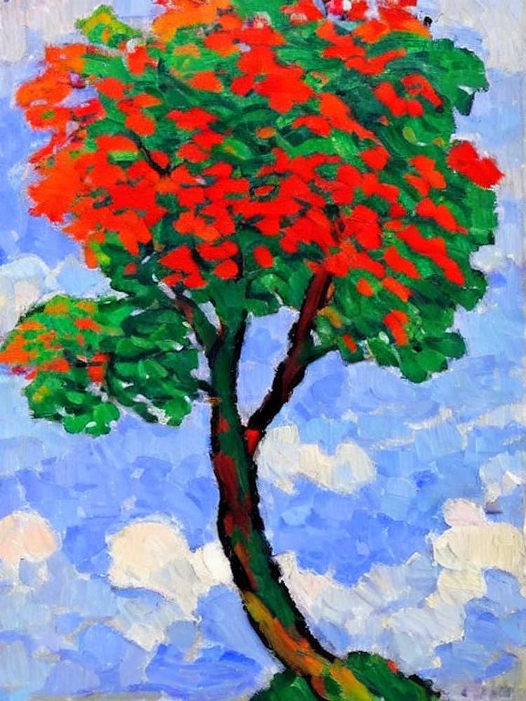 European Mountain Ash 2 tree Abstract Block Colour