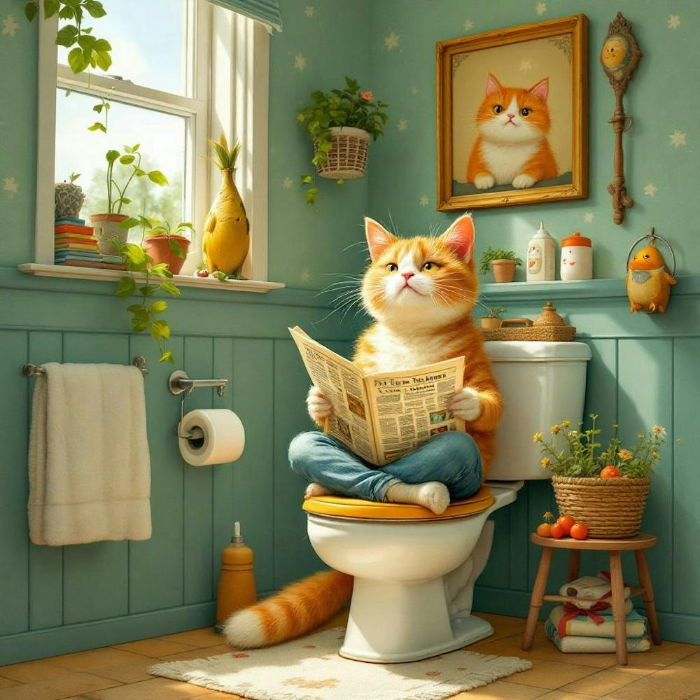 Cat Reading A Newspaper 4