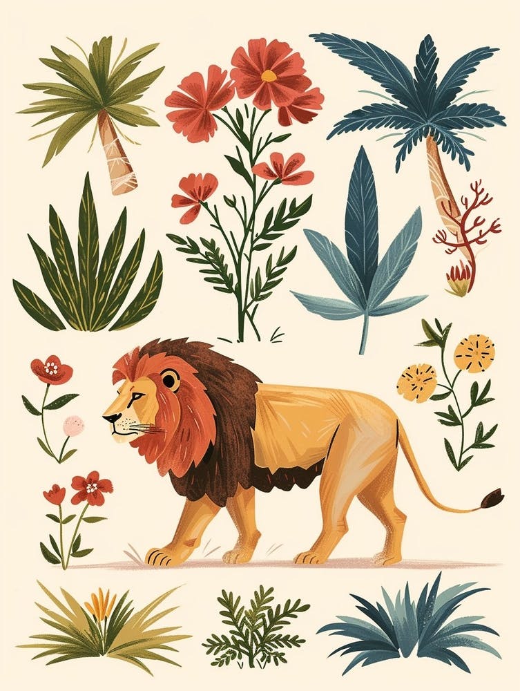 Barbary Lion Climbing A Tree Clipart 3