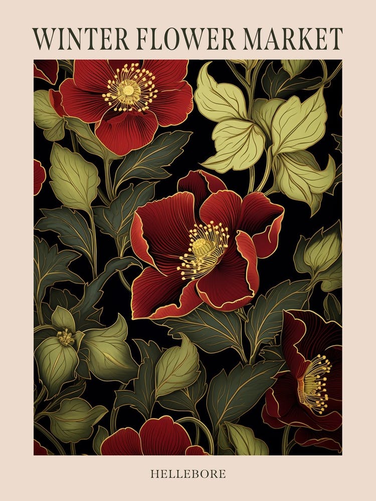 Hellebore 2 Winter Flower Market Poster
