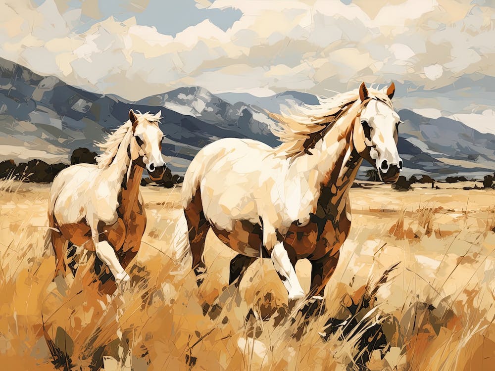 Horses Painting In Queenstown, New Zealand, Landscape 2