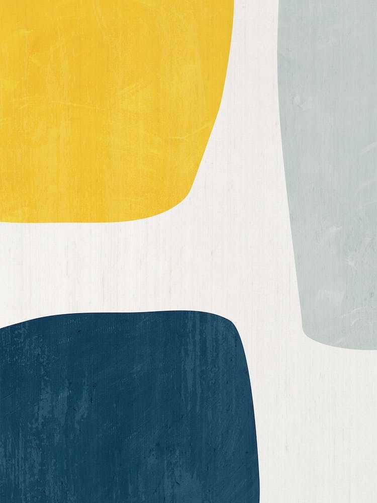 Abstract Organic Shapes Navy Yellow