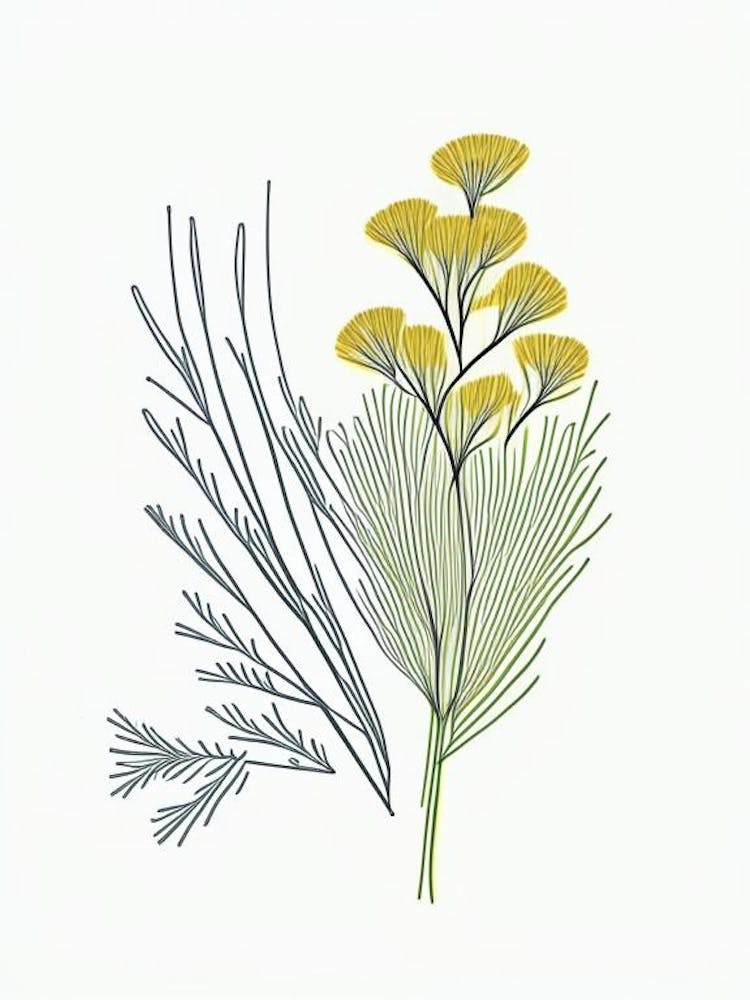 Fennel Seed Spices And Herbs Minimal Line Drawing 5