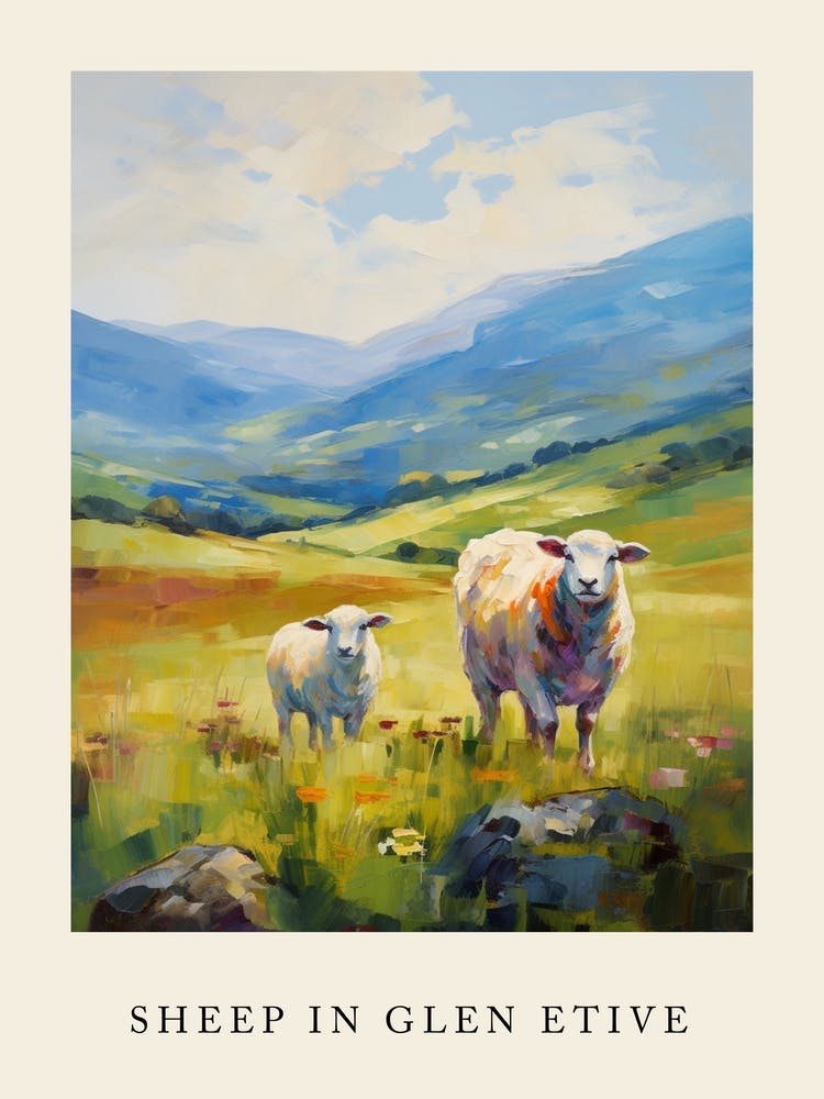 Sheep In The Highlands Impressionsim Style