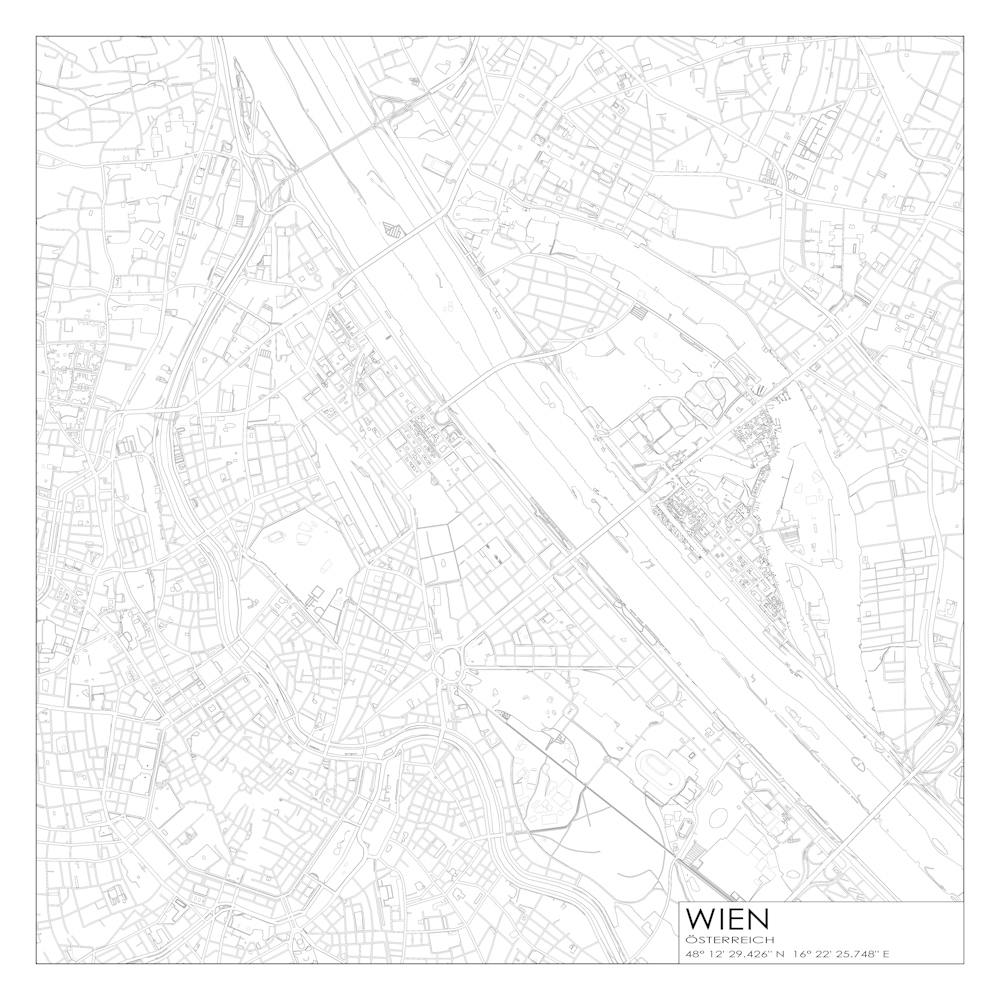 Wien Österreich city map black on white blueprint design