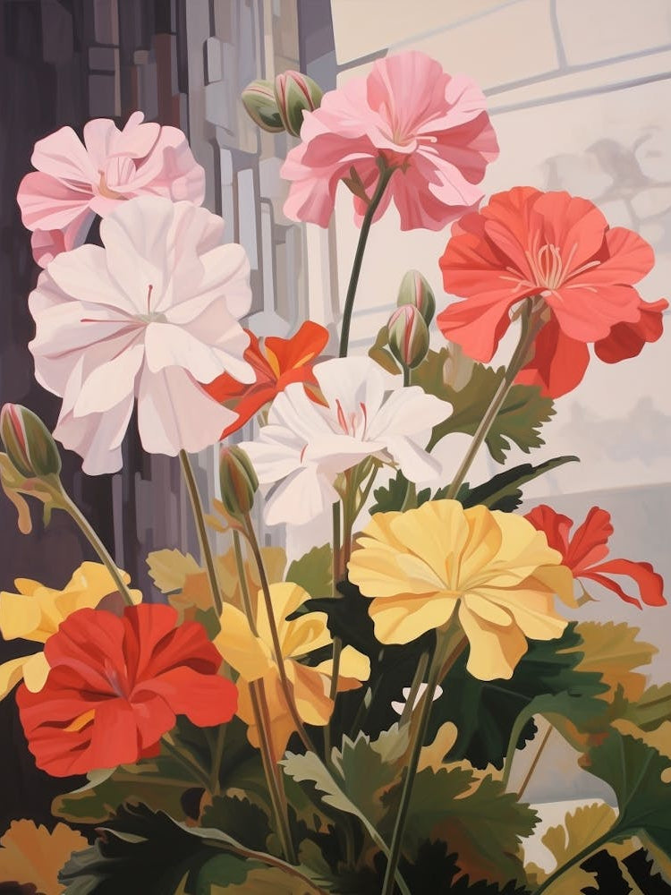 Geranium 4 Flower Painting