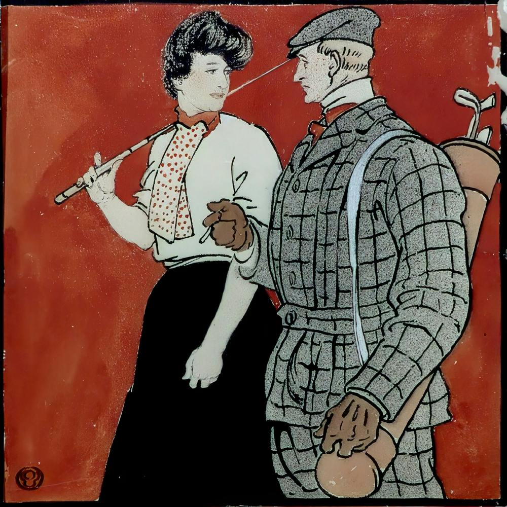 Woman And Man Golfers Conversing (1902), Edward Penfield