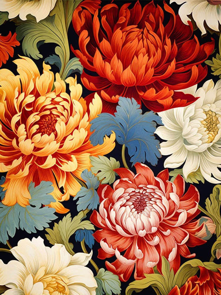 Chrysanthemums On Black Background