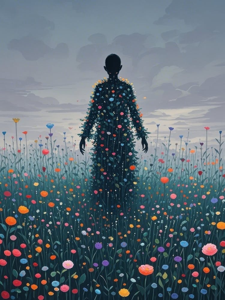 Man In A Field Of Flowers 3