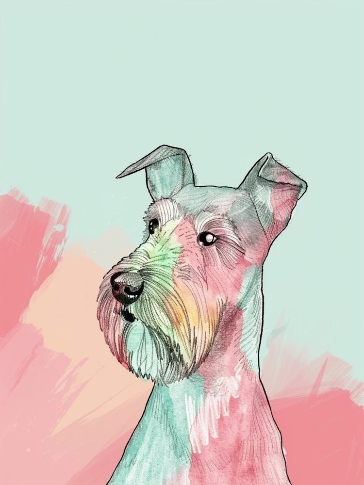 Pastell Kerry Blue Terrier Pastell Strich-Illustration 1