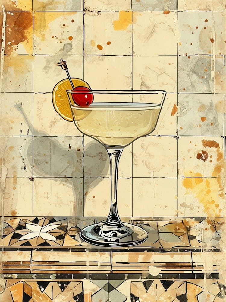 Cocktail On Mosaic Background