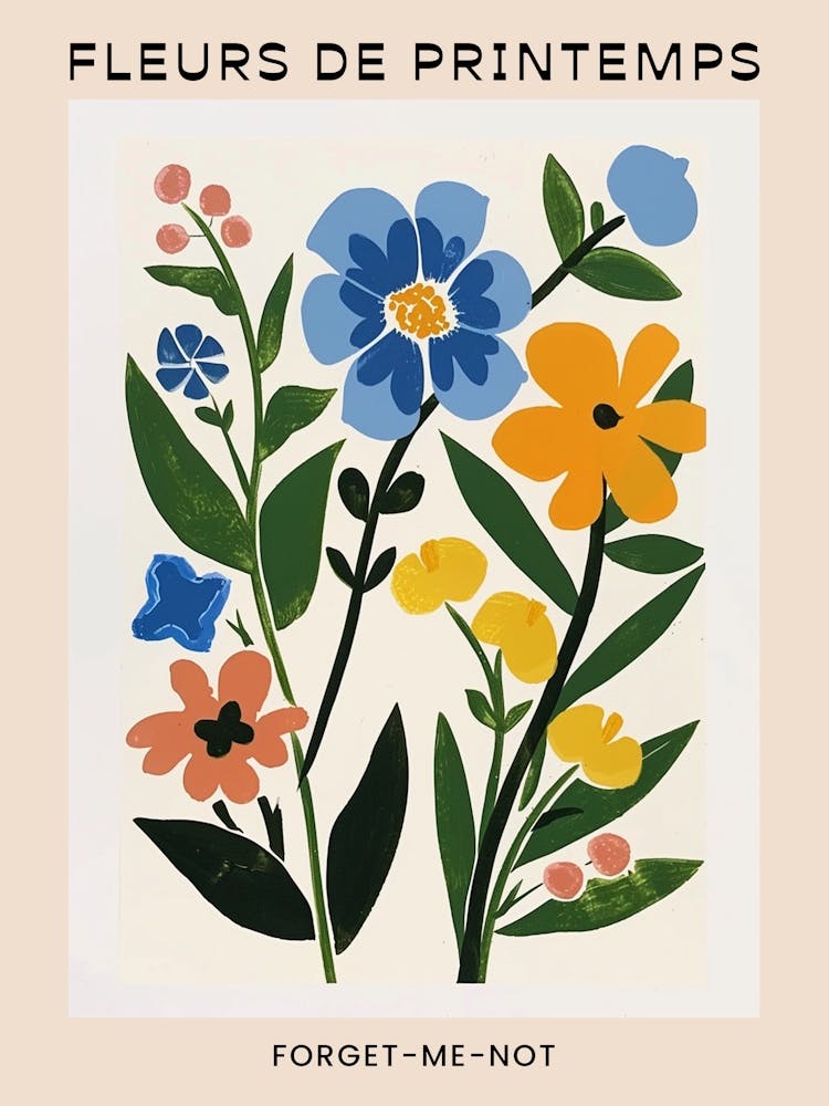 Spring Floral French Poster  Forget Me Not 4