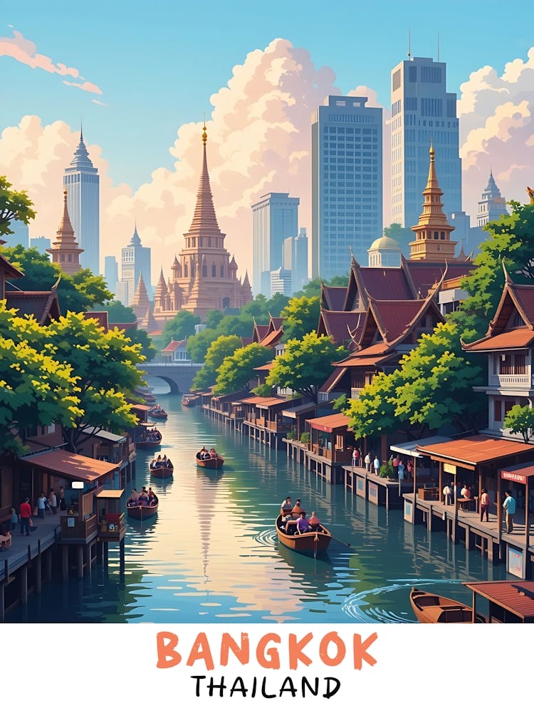 Bangkok - Thailand Vintage Travel Poster 2