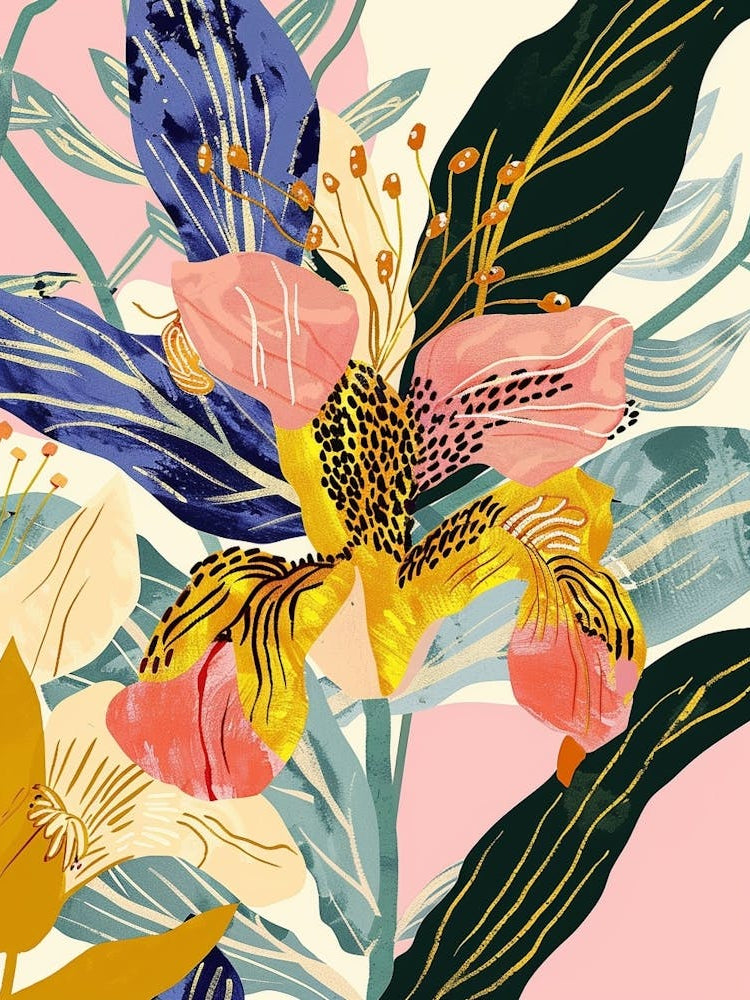 Colourful Flower Illustration Evening Primrose 1