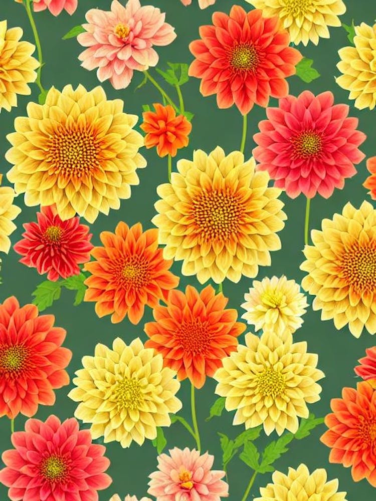 Dahlia Repeat Retro Flower