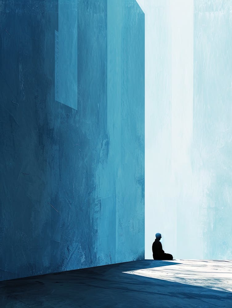Mann In Einem Blauen Gebäude