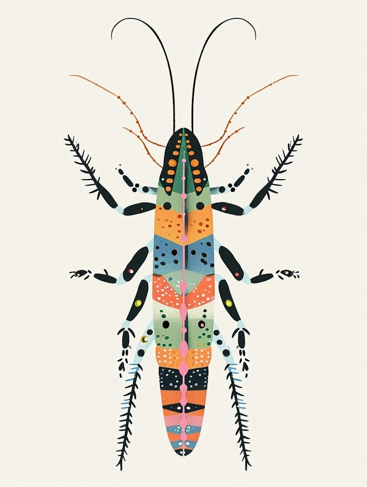Colourful Insect Illustration Centipede 1