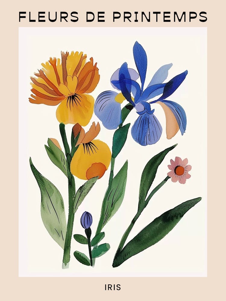 Spring Floral French Poster  Iris 1