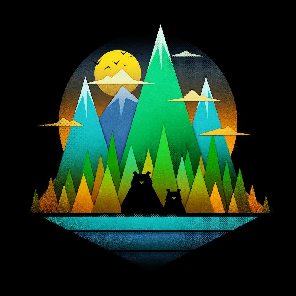 Geometric Landscape Bears Square