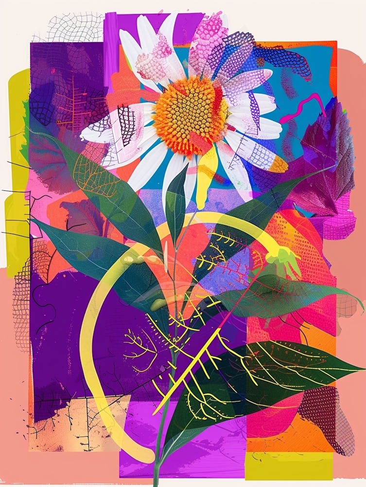 Oxeye Daisy 4 Neon Flower Collage