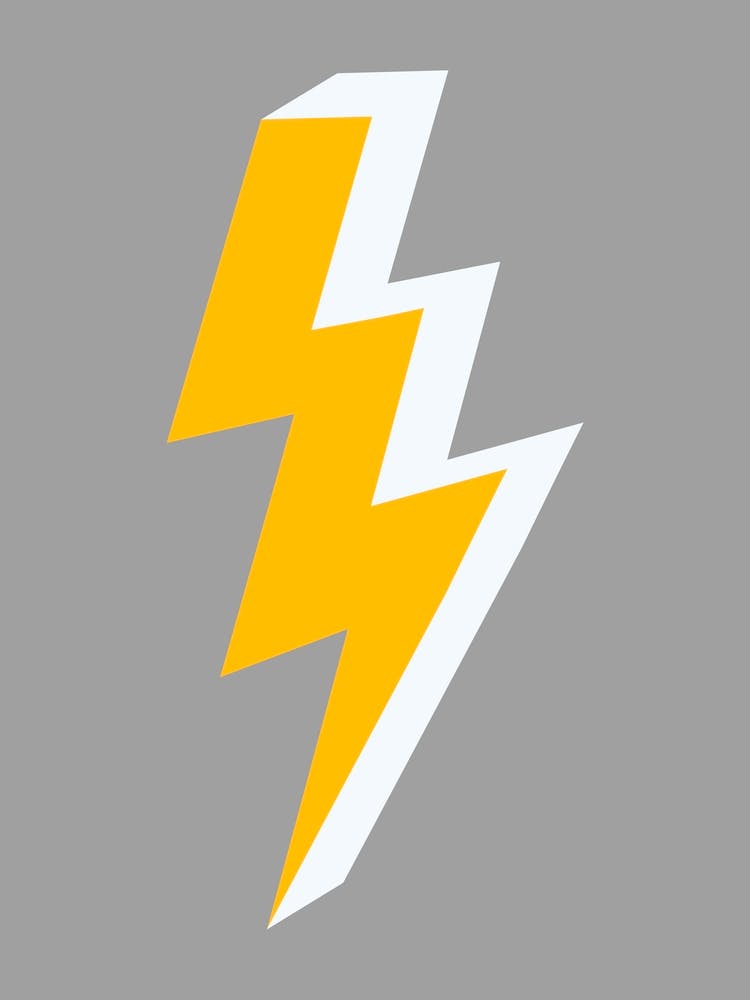 Lightning Bolt Triple Grey and Yellow