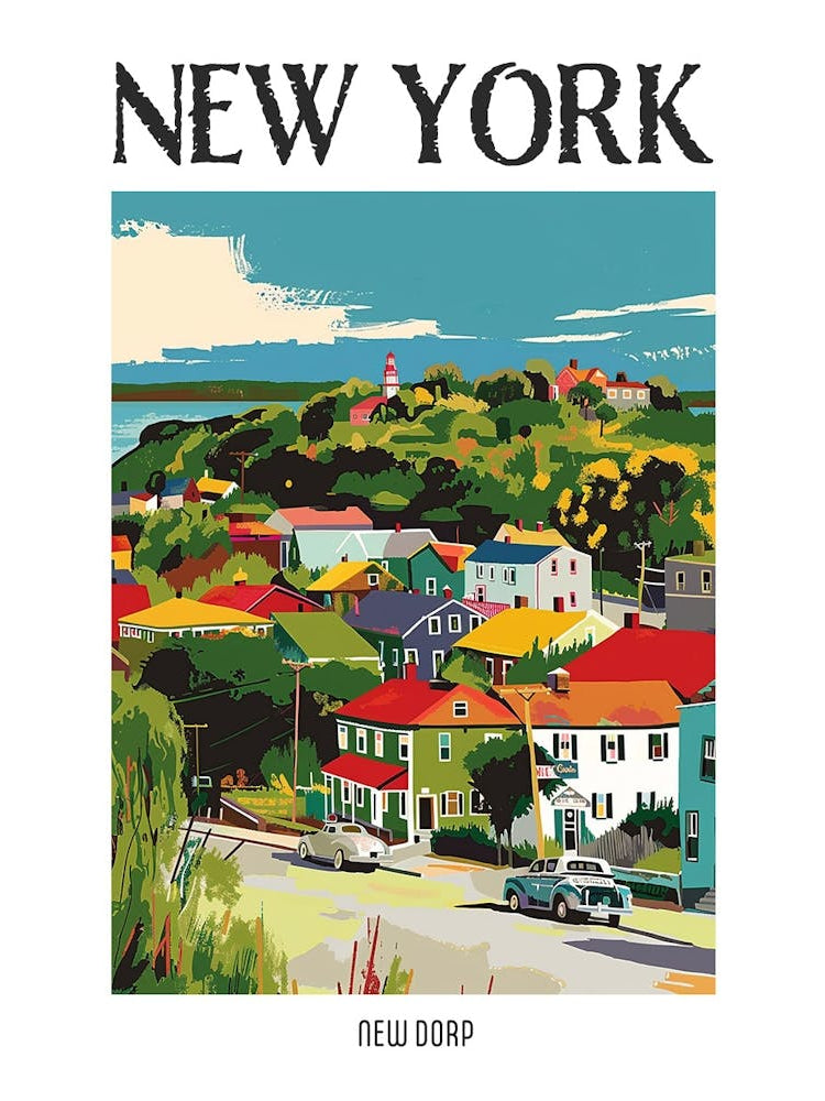 New Dorp New York Colourful Silkscreen Illustration 4 Poster
