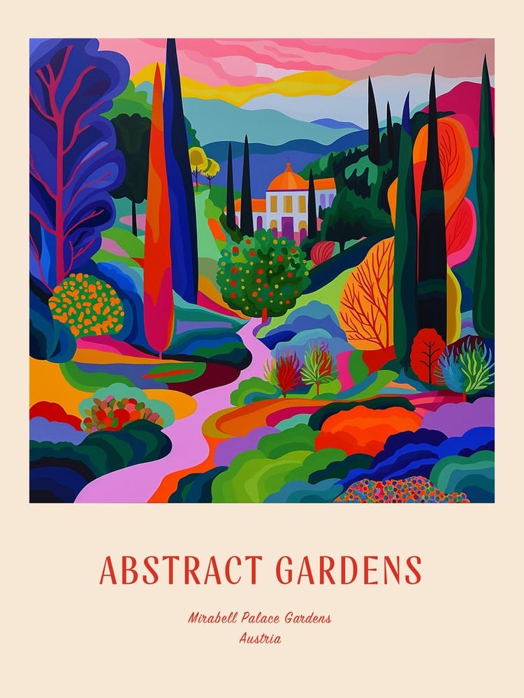 Colourful Gardens Mirabell Palace Gardens Austria 2 Red Poster