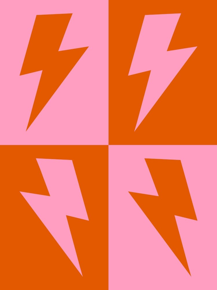 Lightning Bolts Pink and Orange Check