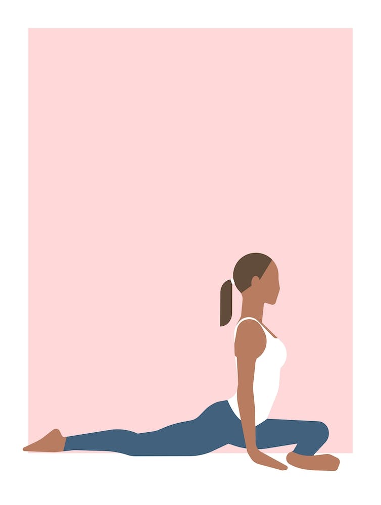 Pigeon yoga pose in pink