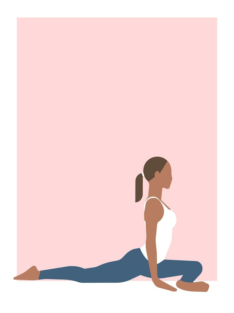 Pigeon yoga pose in pink