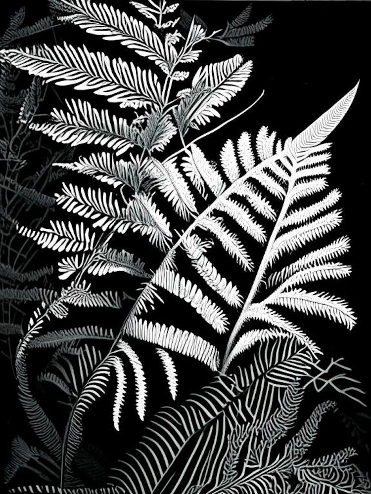 Hay Scented Fern Linocut