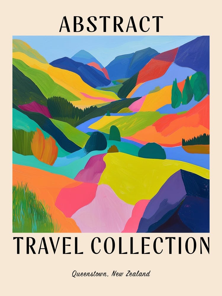 Abstract Travel Collection Poster Queenstown New Zealand 1
