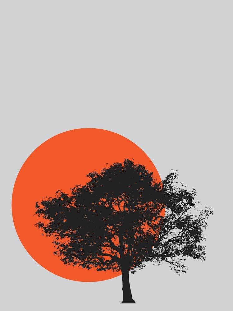 Abstract Shapes and Tree Print Grey