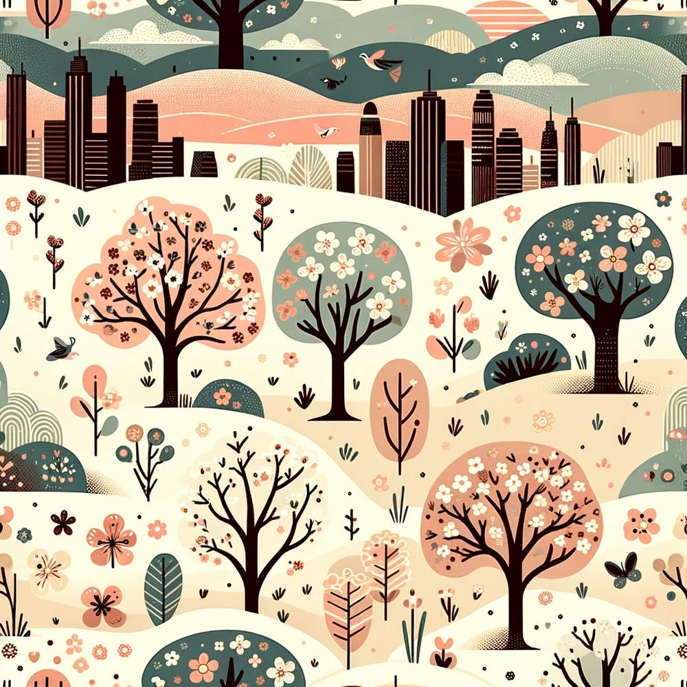 Spring City Seamless Pattern